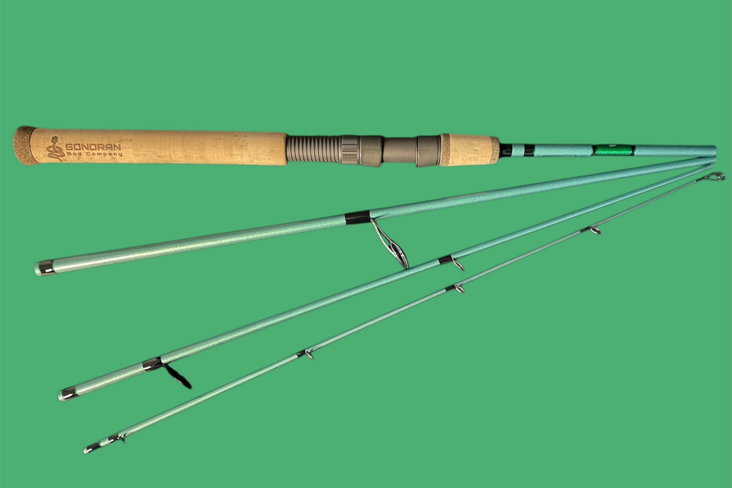 cirrus green fishing pole Cerus Travel Spinning Rod: 6’6” Medium, Fast Action